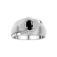 thumbnail image 1 of RYLOS Mens Rings Sterling Silver Ring 6X4MM Oval Shape Gemstone & Diamond Ring Cabochon Onyx October Birthstone Rings For Man Silver Rings, Size 9, 1 of 7
