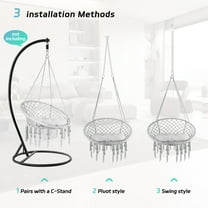 Hammock Chair Swing with Hardware Kits, Handmade Knitted Hanging Chair for Bedroom,Indoor,Outdoor, Balcony, Yard, Porch- 265 Pound Capacity -31.5" L x15.7" W x 53.1" H