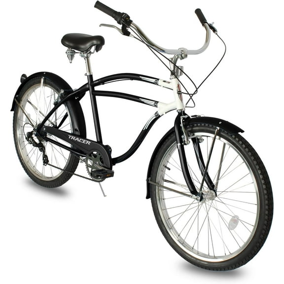 Tracer Nopa Beach Crusier Bike, 26" Wheel, 7-speed, V-brake, for Men, Mate Black