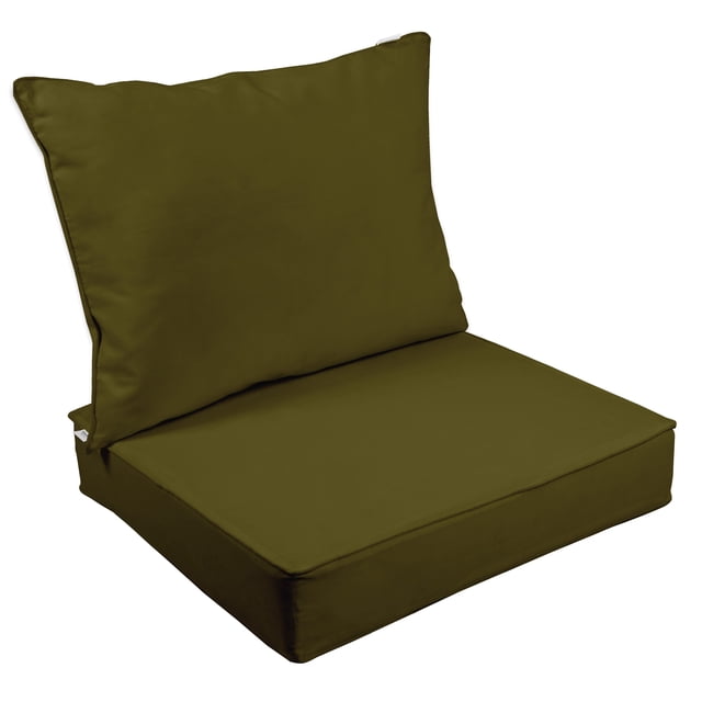 Vargottam Outdoor Deep Seat Patio Cushions Set 2pcs Seat Set All Weather Replacement Cushion Patio Seat And Back Cushion Set 25"x25"x5" Inches-Olive Green