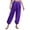 Purple, variant on Vxuxlje Belly Dance Harem Pants Casual Loose Solid Satin Bloomers Halloween Indian/Arabic Costume Black M