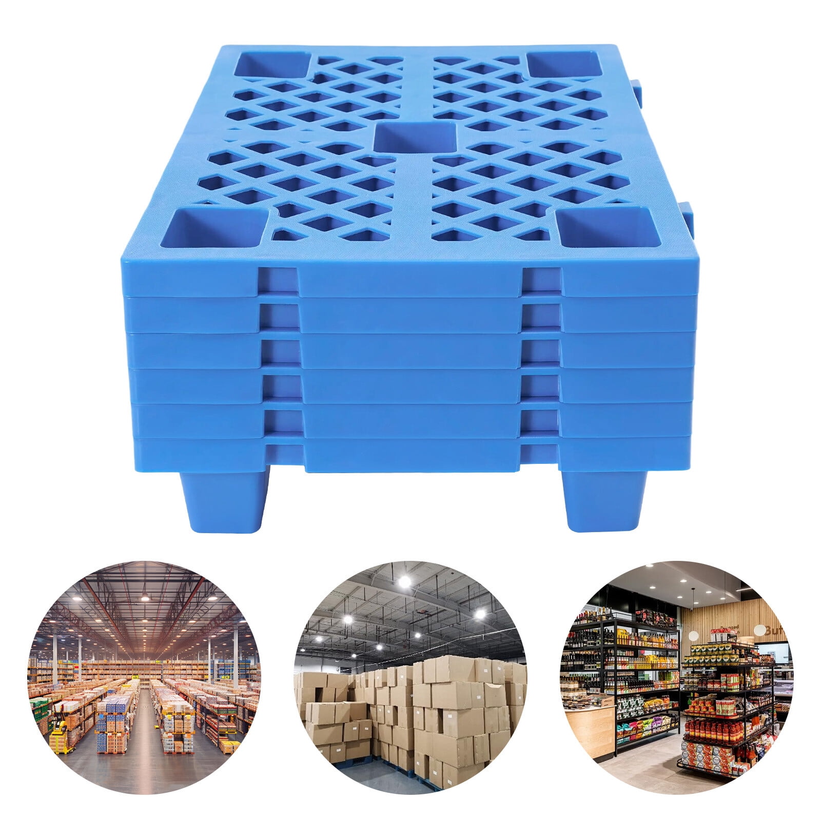PEAKORA100kg/220.46lbs 6 Pcs Interlocking Storage Plastic Pallets Rectangular Pallets