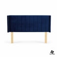 thumbnail image 2 of Cabecera Matrimonial Lumen Azul Terciopelo Raya Vertical 3 En 1 Moderna, 2 of 7
