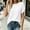 *White, variant on ClodeEU Women's Round Neck Short Sleeve T-Shirt,Casual Solid Color Loose Fit Top Army Green,Women's Plus L