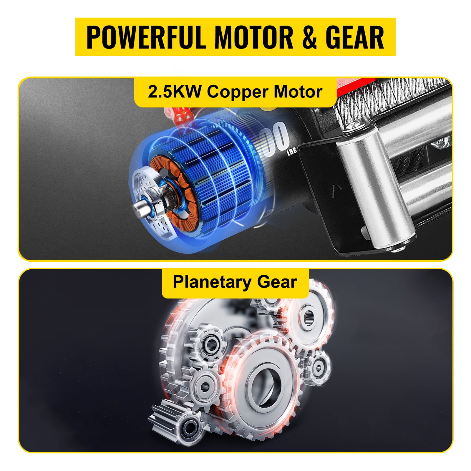 BENTISM Truck Winch Electric Winch 5,000LBS 12V Power Winch 13M Steel Cable for UTV, ATV