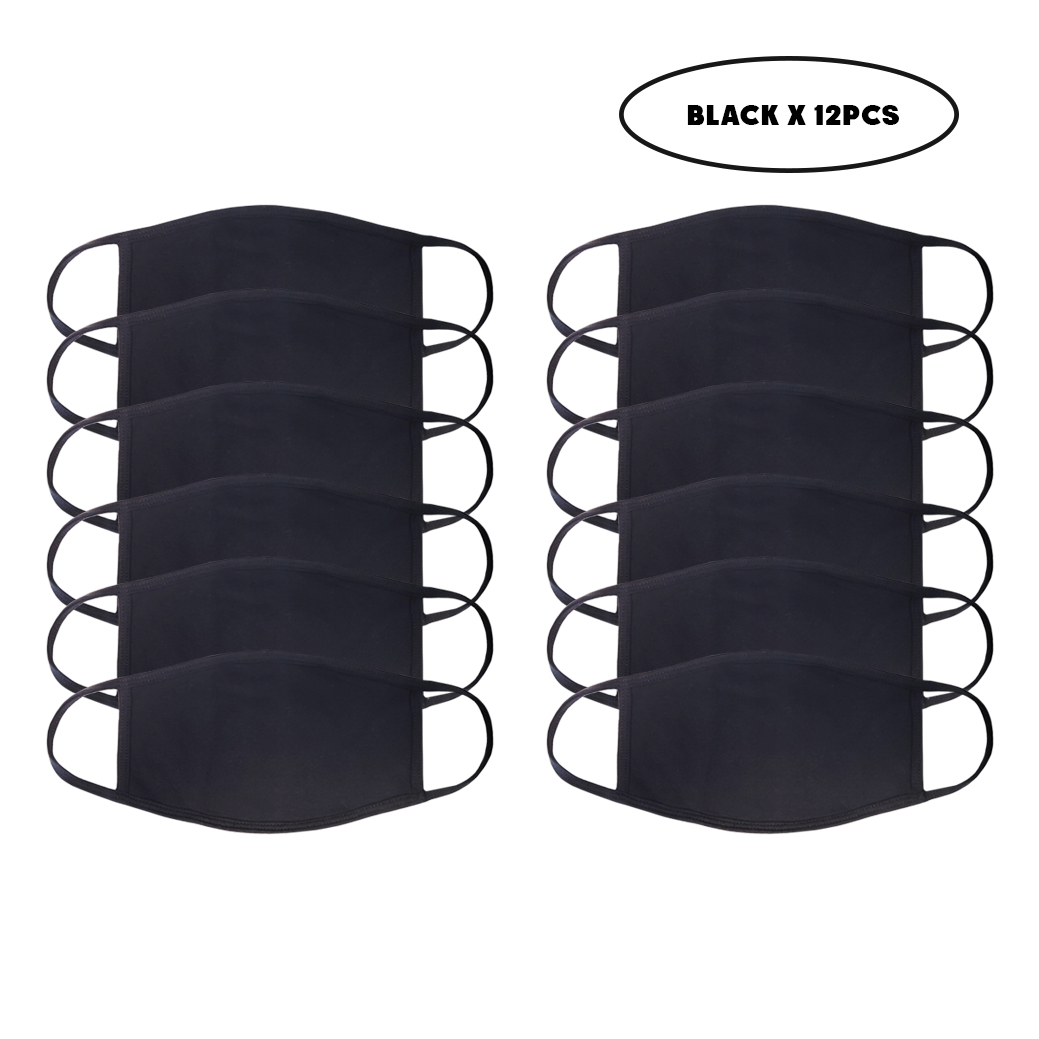 PRO MC 12Pcs Set Unisex 100 Cotton Face Mask Cloth Face Mask