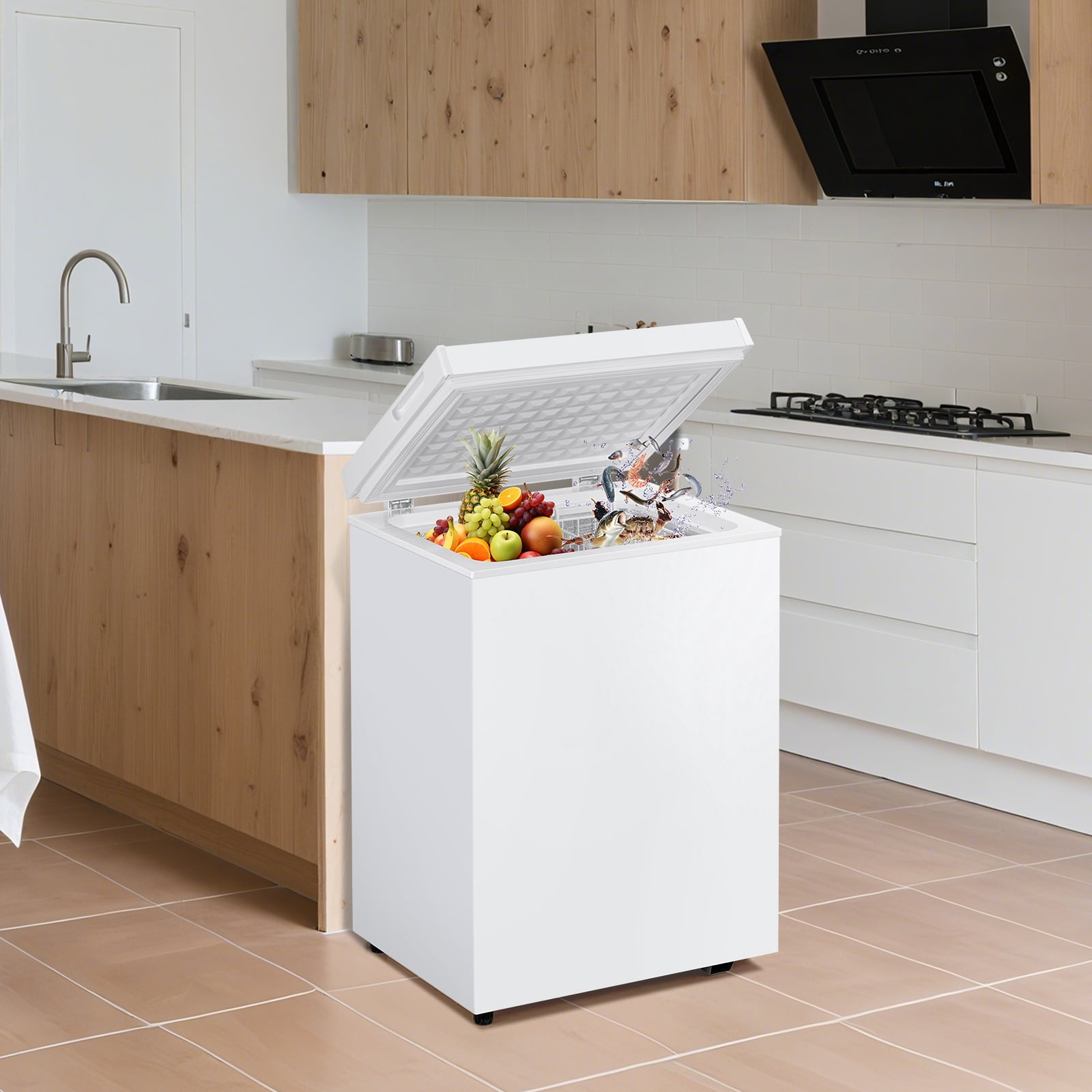 DIMEDEAL 2.8 Cu.Ft Chest Freezer, Compact Mini Deep Freezer with 7 Temp Settings & Removable Basket, Top Door Free-Standing Freezer for Home, Dorm, Garage, Office, Apartment & Basement