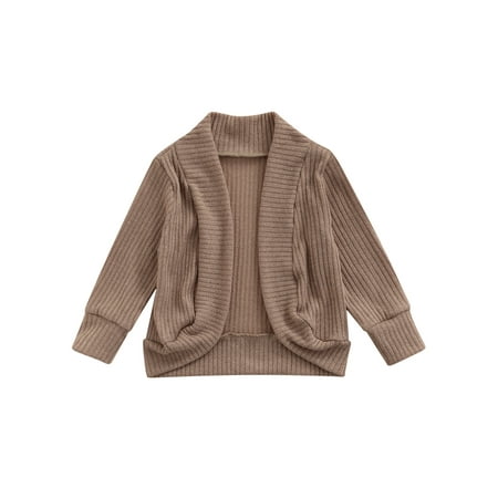

1-6Y Girls Fall Knit Cardigan Tops Solid Color Long Sleeve Open Front Knitted Cardigan Sweater Kids Coats Outwear