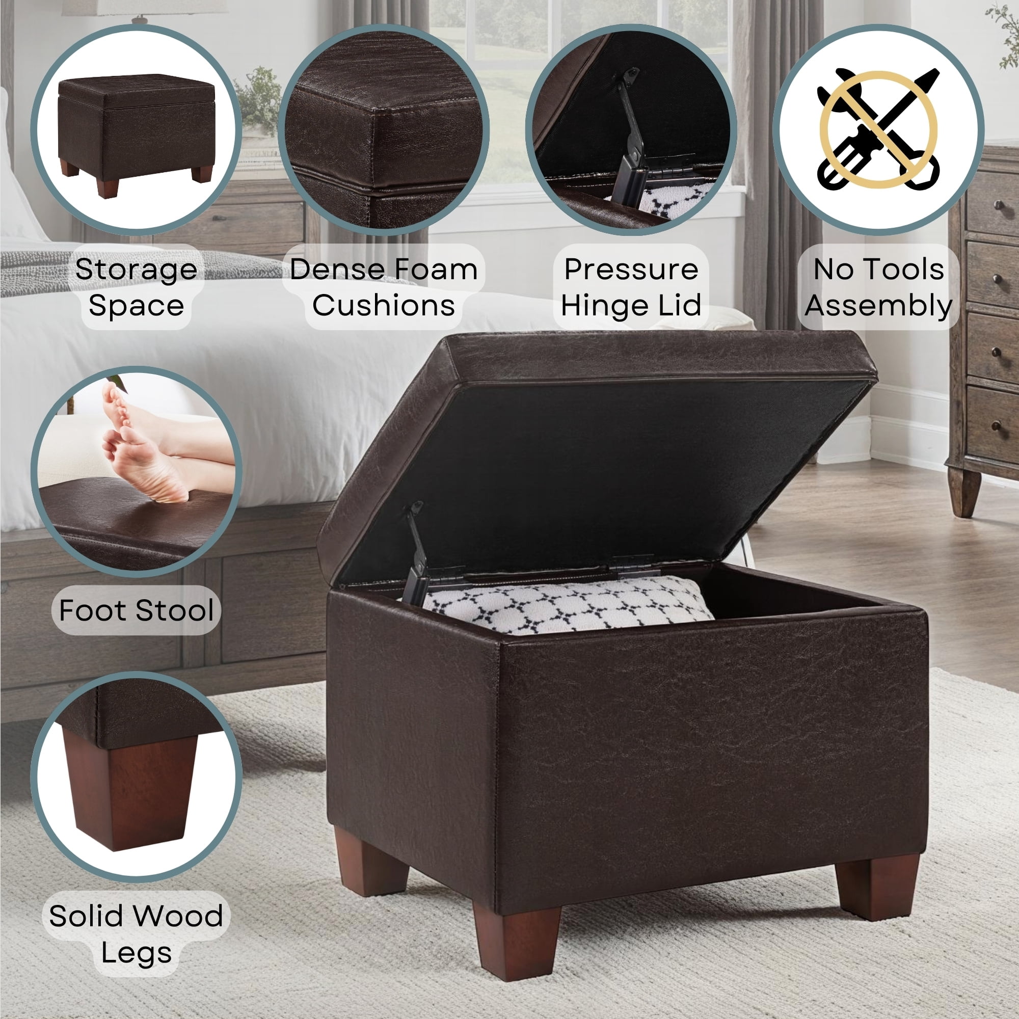 Convenience Concepts Designs4Comfort Madison Storage Ottoman