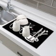 thumbnail image 5 of WIRESTER Coffee Mat - Coffee Bar Mat for Countertops Absorbent Hide Stain Rubber Backed Dish Drying Mat for Kitchen Counter - Playful Tuxedo Cat With Coffee, 5 of 7