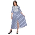 thumbnail image 1 of Moomaya Short Sleeve Printed Summer Kurti A-Line Tunic Dresses For Women, 1 of 5