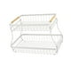 thumbnail image 5 of Cesta de frutas de dos niveles, soporte para almacenar verduras con asas de madera y estructura metálica. Blanco, 5 of 9