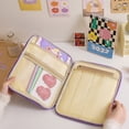 thumbnail image 4 of Girl Cartoon PU Checkerboard Pattern Tablet Case Zipper Clutch (Black), 4 of 10