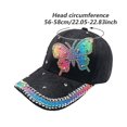 thumbnail image 2 of Hsqqdc Rhinestones Butterfly Baseball Cap, Bling Adjustable Sun Hat for Outdoor Sport, 2 of 7