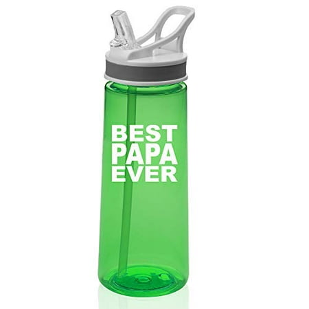 22 oz. Sports Water Bottle Travel Mug Cup With Flip Up Straw Best Papa Ever (Best Flip Phone Ever Made)