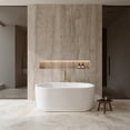 thumbnail image 2 of Juliette 60 Inch Freestanding Bathtub in White with Shiny White Trim and Floor Mounted Faucet in Brushed Gold, 2 of 7
