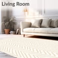 thumbnail image 2 of ODIKA 3'x5' Machine Washable Non-Slip Area Rug, Elegant Interlocking with Neutrals and Subtle High Traffic Rug with Pad, Beige, 663987, 2 of 8