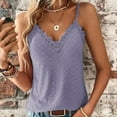 thumbnail image 5 of Women's Camisole Tank Tops Lace Elegant Solid Color With Floral Embroidery Blouse For Ladies Summer Sleeveless Tops, 5 of 8