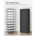 thumbnail image 7 of Shoe Rack with Non-Woven Fabric Cover, 9 Tier Storage Shelf for 27-35 Pairs of Shoes, Entryway, Suitable for Sneakers, High Heels, Flats, and Boots, Black URXJ10H, 7 of 7