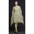 thumbnail image 5 of Bimba Beige Leaves & Azalea Floral Women Kurtas Ethnic Printed Asymmetric Summer Wear Tops For Women XXX-Large, 5 of 6