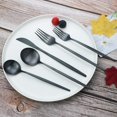 thumbnail image 4 of JASHII Flatware Silverware Set Stainless Steel Satin Finish Cutlery Set Service for 6, 30-Piece Spoons And Forks Kitchen Utensil Set, Dishwasher Safe (Matte Black), 4 of 7