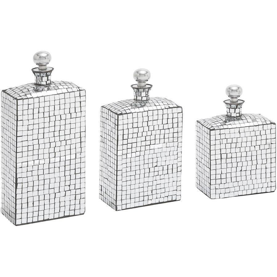 Decmode Metal Mirror Stopper Bottle, Set of 3, Multi Color Walmart