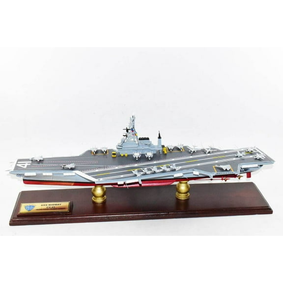 USS Midway (CV-41) Aircraft Carrier Model,Navy,Scale Model,Mahogany,Midway Class Aircraft Carrier