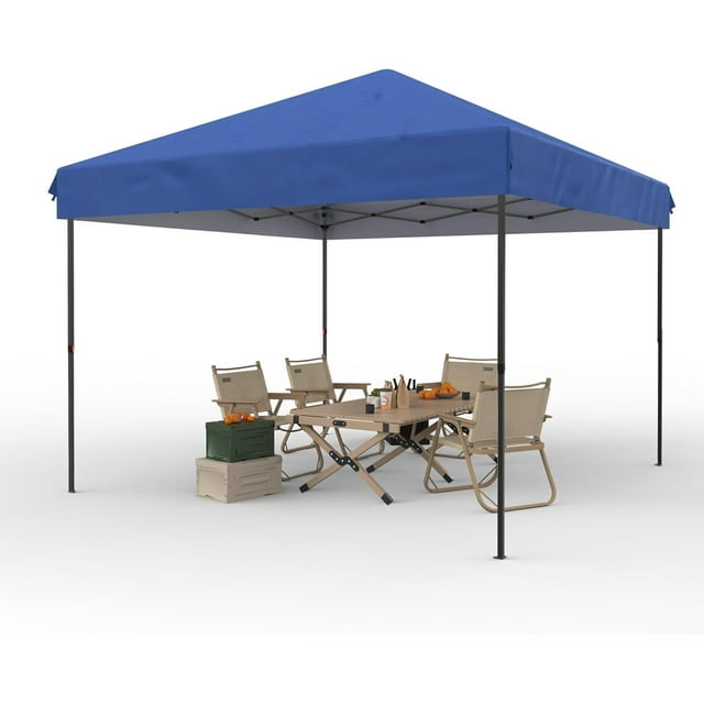 10x10 Pop Up Canopy - Easy Up Camping Tent with One Button Push Setup - 1 Roller Bag, 3 Adjustable Height, 4 Weight Bags for Deck, Garden, Sports, Beach, Party