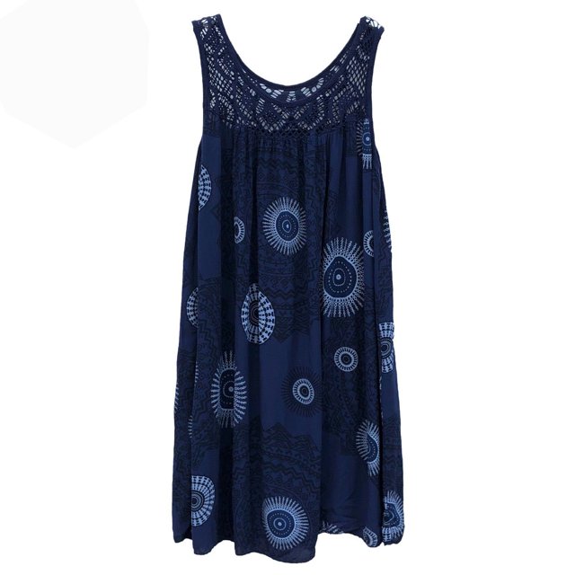 Women's Lace Stitching Printing Sleeveless Large Dress 13 Color 8 Size