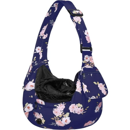 Mosiso Pet Sling Carrier Dog Cat Carrier Camellia Tote Bag Adjustable Padded Strap with Zipper Pocket for Outdoor Travel  Blue