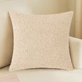 thumbnail image 4 of Curly Faux Decorative Throw Pillow Cover - Soft Polyester Cushion Case with Zipper for Home, Living Room, Bedroom, Sofa - 17x17 Inch (Beige), 4 of 6