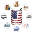 thumbnail image 6 of LNWH Laundry Basket, Abstract Red US Stars Flags Pattern Foldable Laundry Hamper With Handles Waterproof, Small, 6 of 8