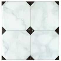 Smart Tiles Peel and Stick Backsplash, 5 Adhesive Tiles, Betera White/Grey/Black, 7.75"x7.75"