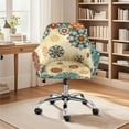 thumbnail image 3 of FOR U DESIGNS Boho Mandala Flower Print Dining Chair Slipcovers Reusable Vanity Armchair Cover Office Desk Chairs Protector Covers for Vanity Living Room Bedroom, 3 of 8