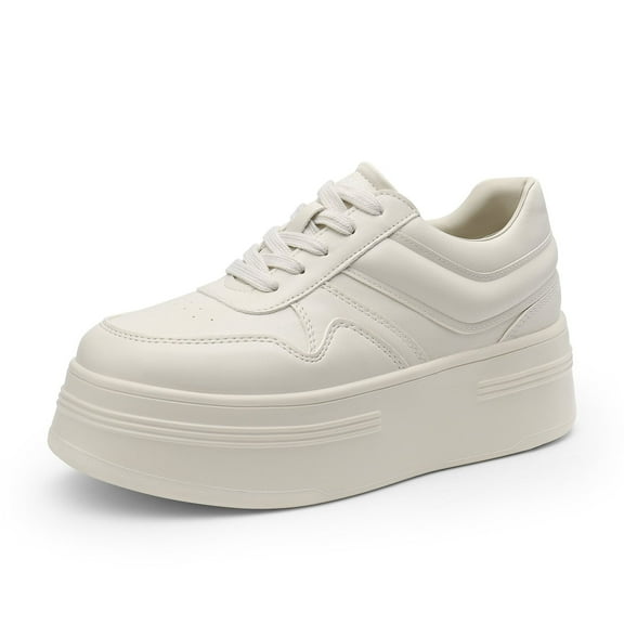 Women’s high heel casual sneakers lightweight lace-up fashion shoes