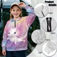 thumbnail image 6 of Uorisanigo Girls Half Zip Cropped Pullover Sweatshirt Rainbow Axolotl Long Sleeve Pullover Top Oversized Sweatshirts for Kids Quarter Zip Hoodies for Fall Winter Spring, 6 of 7