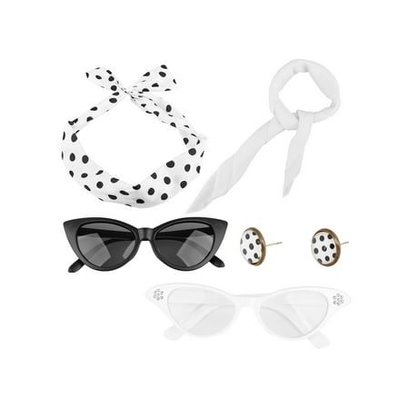 Spooktacular 50's Costume Accessories Set Scarf Eye Glasses Headband Earrings