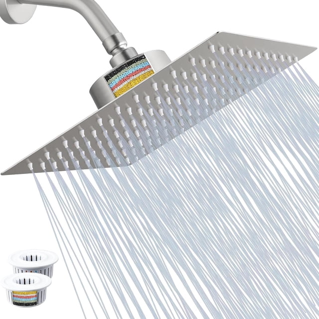 Regaderas Cabezal de Ducha de 8' con 25 Etapas Filtro, Ducha De Alta Presión De Acero Inoxidable con 2 PCS Cartuchos Filtro, Regaderas de Lluvia de Alta Presión para Ba&ntild