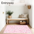 thumbnail image 3 of ODIKA 2'x3' Machine Washable Non-Slip Area Rug, Pastel Whirl Tree Skirt with Glittering Silver Snowflake Highlights High Traffic Rug, Pink, 652242, 3 of 7