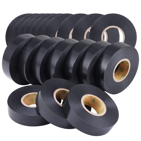 20-Pack Black Electrical Tape Waterproof 3/4 in x 66ft Industrial Grade UL/CSA Listed High Temp Electric Super Vinyl