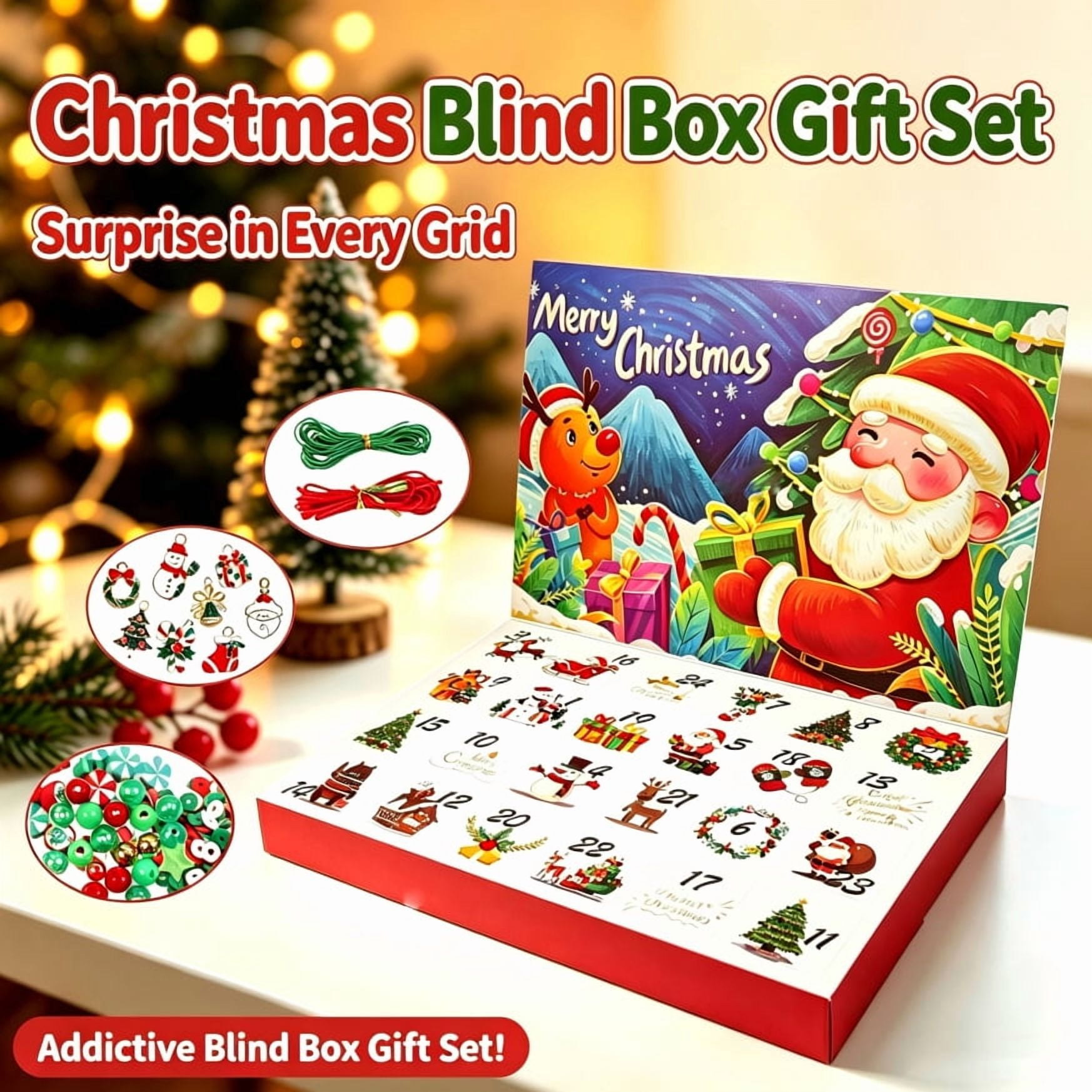 Christmas Ornaments Advent Calendar Kit 3D 24 Day Countdown Jewelry Surprise Box with Ornament Accessories Gift Set