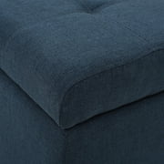 Noble House Madison Dark Blue Fabric Storage Ottoman