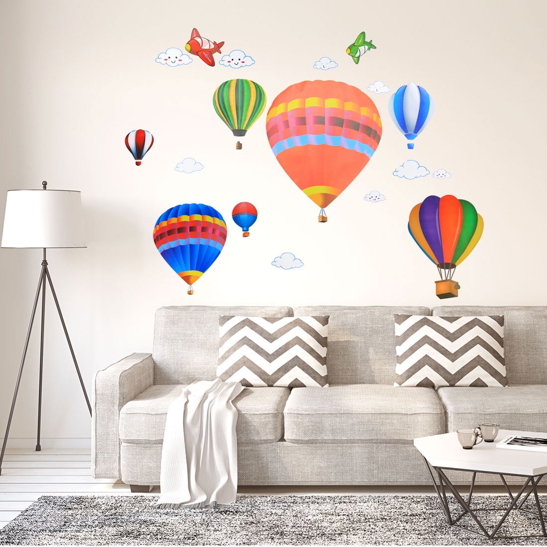 Unique Bargains Hot Air Balloon Pattern Wall Stickers Removable Peel
