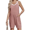 thumbnail image 3 of Maternity Women Solid Color Sleeveless Overalls Casual Loose Jumpsuit Shorts, 3 of 6