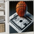 thumbnail image 6 of Orinice Basketball Court Bathroom Decor Set Multi Size Colorful Luxurious Graphic Print Polyester Fabric Fashion with Hooks Shower Curtain Set 60x72, 6 of 7
