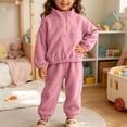 thumbnail image 2 of Atogsazn Toddler Baby Girls Fleece Clothes Set Kids Sherpa Half Zip Sweatshirt & Jogger Sweatpants Outfit Pink 3-4 Years Fashion, 2 of 7