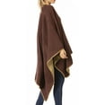 thumbnail image 4 of Sakkas Mari Women's Reversible Large Poncho Shawl Wrap Scarf Cape Ruana Blanket - Brown - One Size Regular, 4 of 7