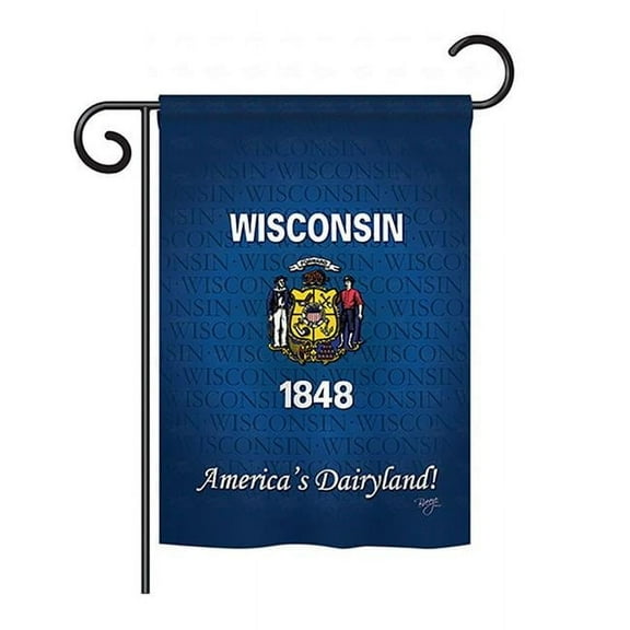 BD-SS-GS-108108-IP-BO-D-US13-BD 13 x 18.5 in. Wisconsin Americana States Impressions Decorative Vertical Double Sided Garden Flag Set with Banner Pole