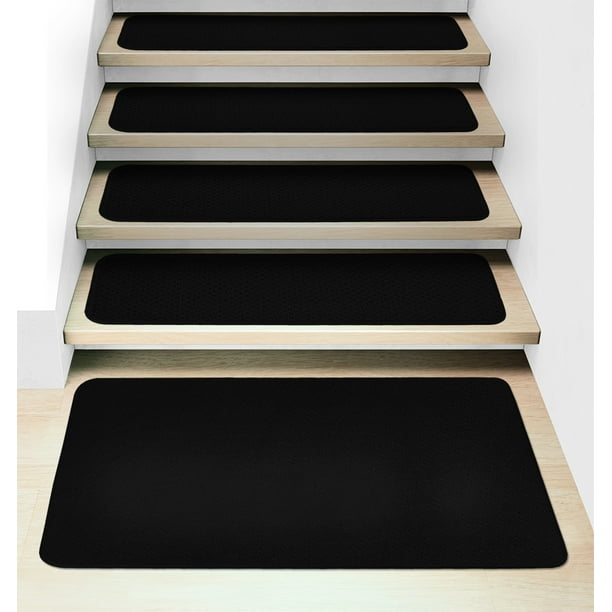 Set of 15 Attachable Carpet Stair Treads and Matching Landing Rug