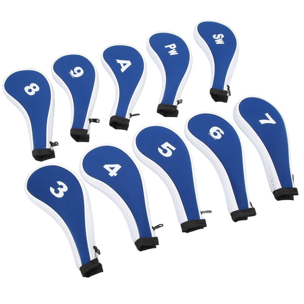 Funda 10 Uds. Funda Para Cabeza De Hierro De Con Impresión De Números, Fundas De Neopreno Con Cremallera Para Palos De , Cubiertas Para Hierros, Color Real